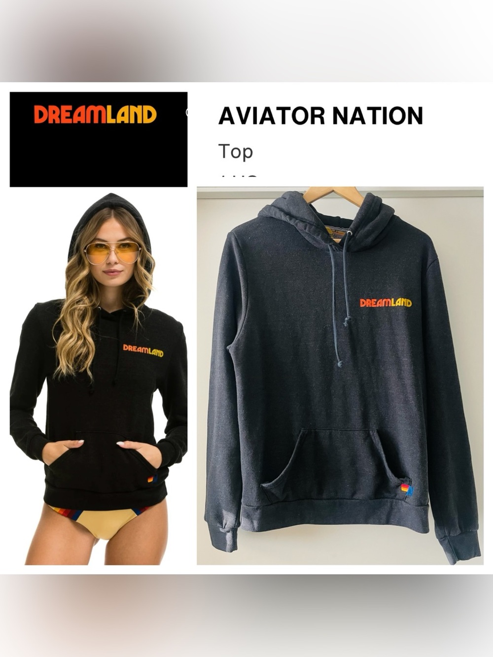 AVIATOR NATION x Dreamland Logo Dark Grey Pullover Hoodie